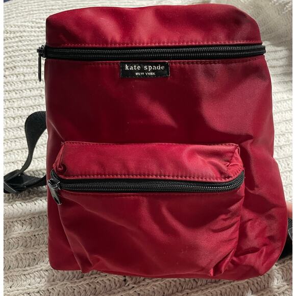 Kate Spade Mini Backpack Nylon Red Black Straps Retro 90s Y2K Zippered Pouches main image 10